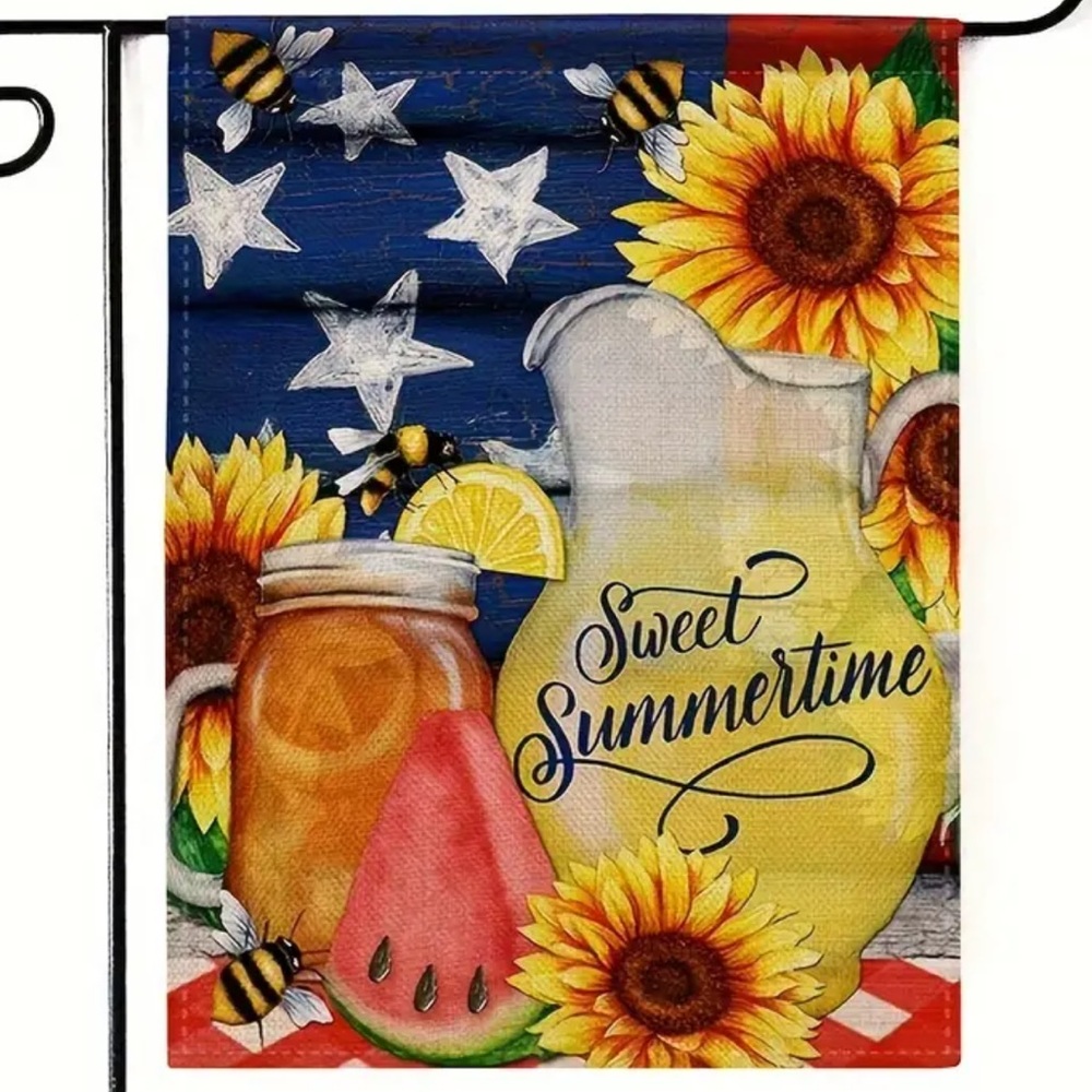 NIP Sweet Summertime Double Sided Burlap Garden Flag  1pc, 12” x 18”